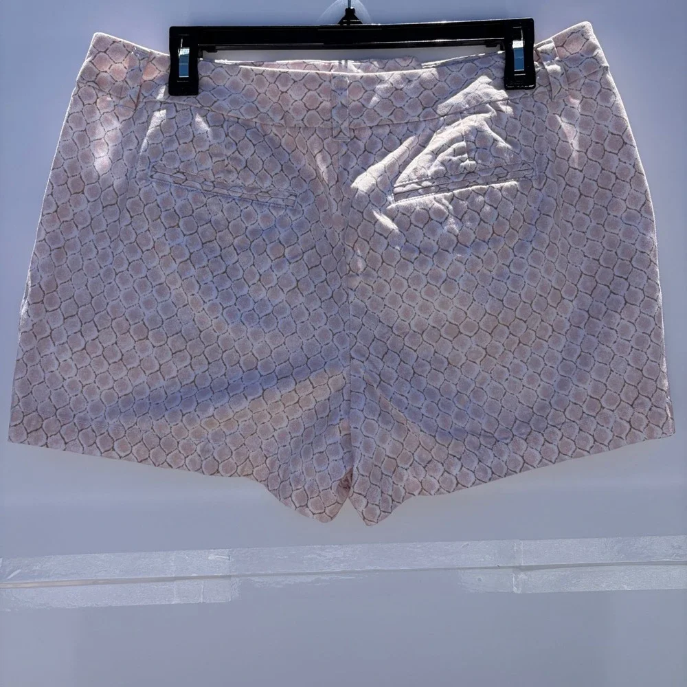 Ann Taylor LOFT Pink Tan Snakeskin‎ Geometric Print Shorts Womens Size 10 4 Inch